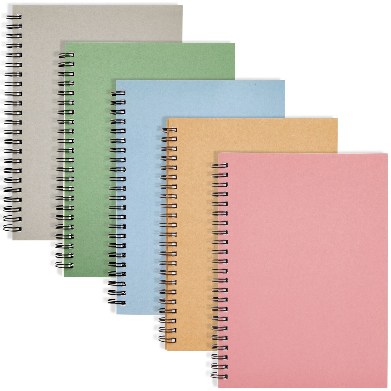 5 Pack Spiral Bound Journal, Bulk, 6x8 Notebook with 120 Lined Pages for Students, Work, 5 Colors (Kraft Paper Covers)